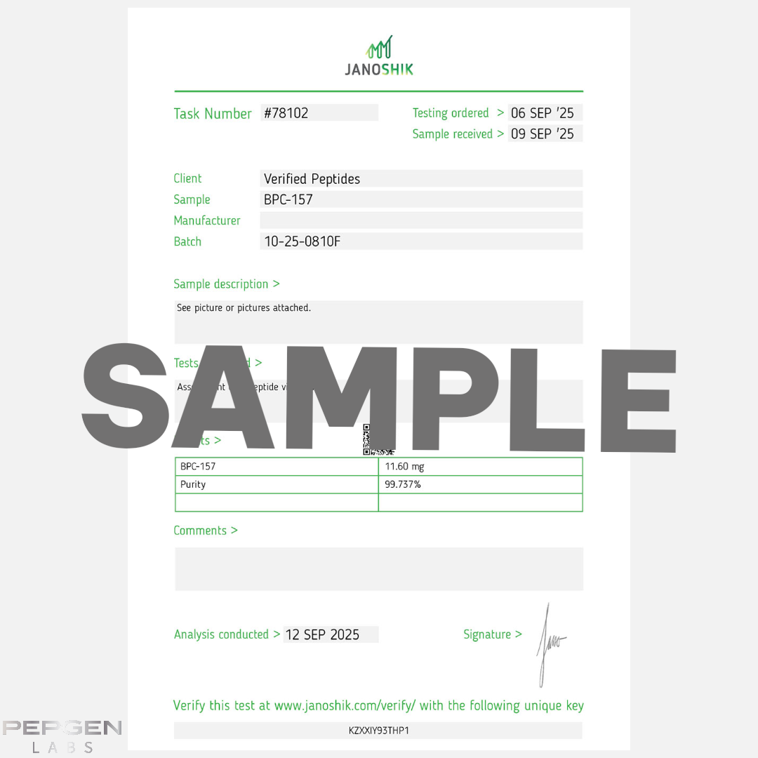 BPC-157 Janoshik Purity Test Certificate