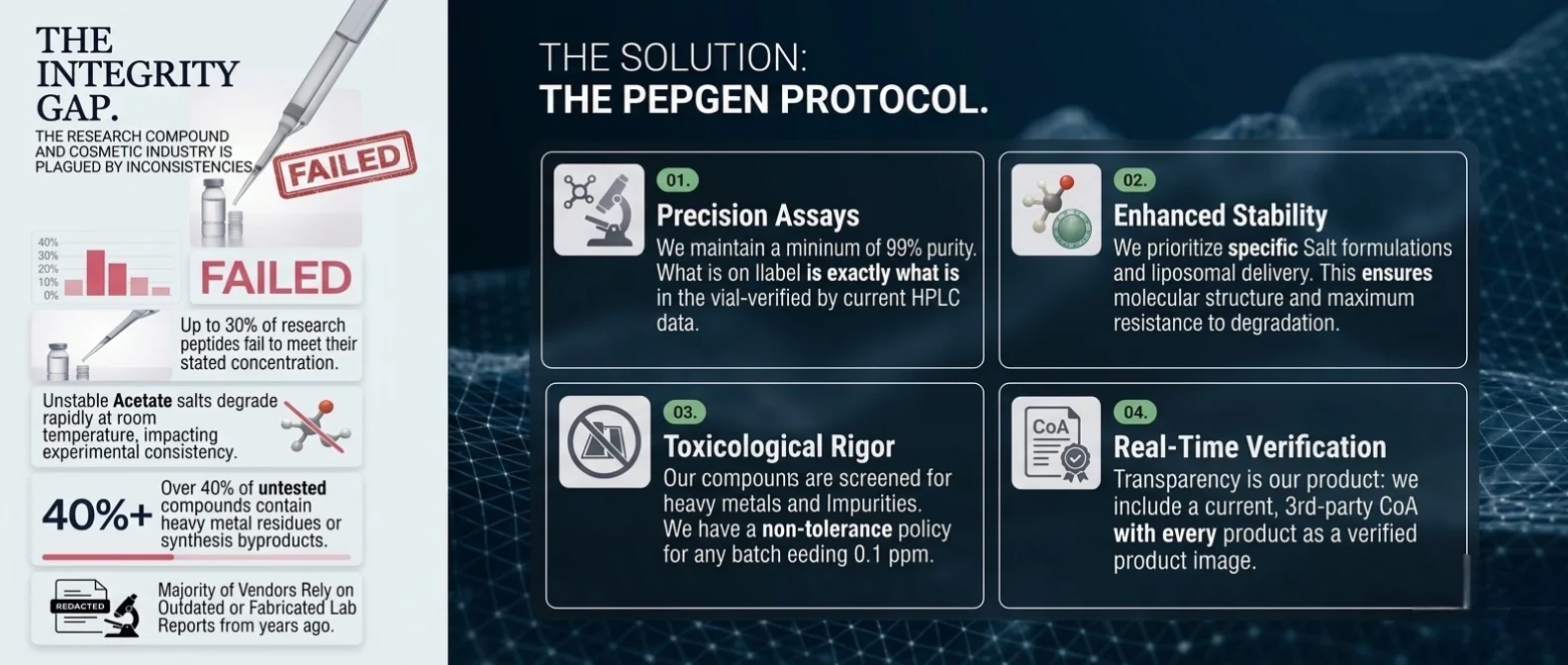 The PepGen Protocol - Integrity Gap vs Solution Infographic